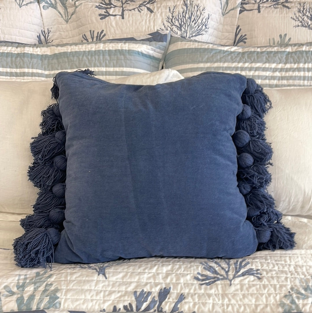 Indigo Collection Blue Tassel Pillow
