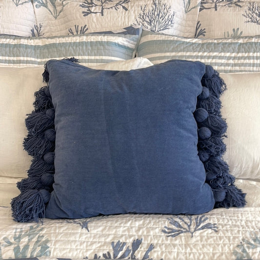 Indigo Collection Blue Tassel Pillow