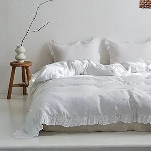 X001HLC9A1 QUEEN WHITE LINEN DUVET/2 SHAMS