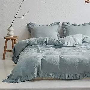X002XX91RJ QUEEN DUSTY BLUE LINEN DUVET/2 SHAMS
