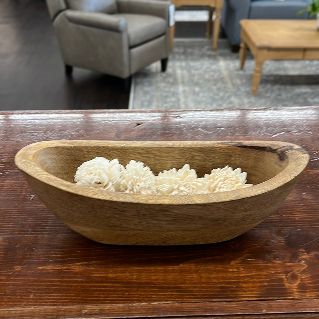 A2C00200WB SMALL WOOD DOUGH BOWL W/FLOWERS